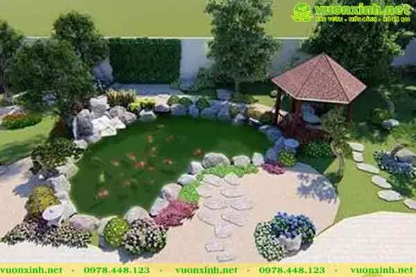 Mẫu Hồ cá koi sân vườn biệt thự