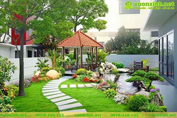 Mẫu Hồ cá koi sân vườn biệt thự