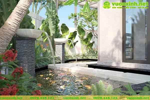 Mẫu hồ cá Koi mini sân vườn