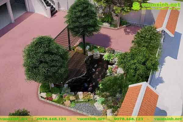 Mẫu hồ cá koi mini sân vườn