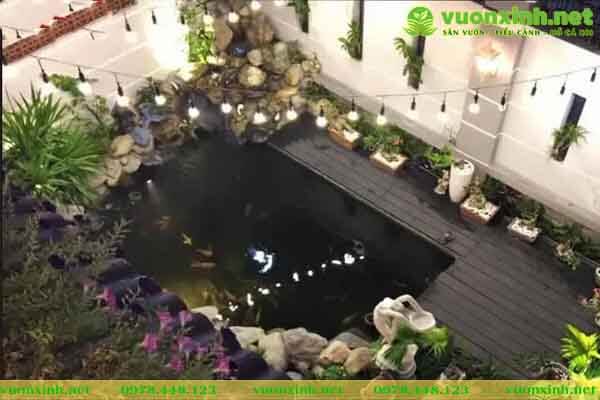 Mẫu hồ cá koi sân vườn phong thủy