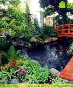 Mẫu hồ cá Koi sân vườn đá cuội