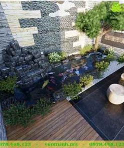 Mẫu hồ cá koi mini sân vườn