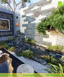 Mẫu hồ cá koi mini sân vườn