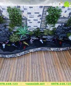 Mẫu hồ cá koi mini sân vườn